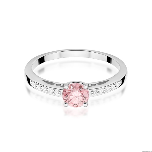 Pierścionek W0066 Diament Laboratoryjny różowy 0,50ct białe złoto 375