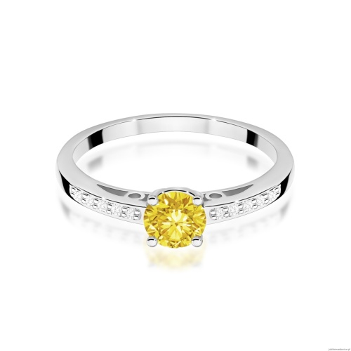 Pierścionek W0066 Diament Laboratoryjny żółty 0,50ct białe złoto 375