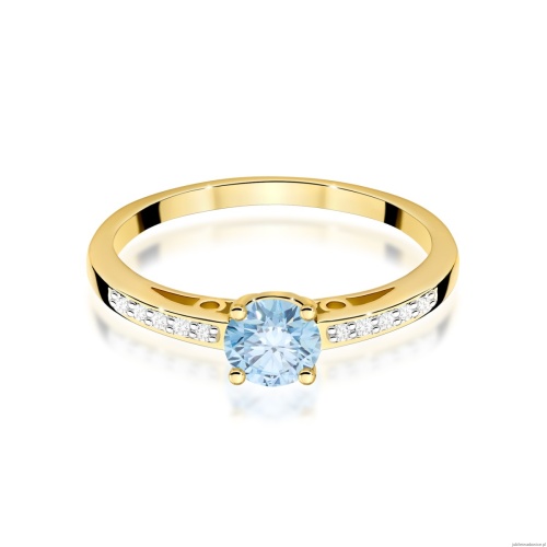 Pierścionek W0066 Diament Laboratoryjny niebieski 0,50ct żółte złoto 375