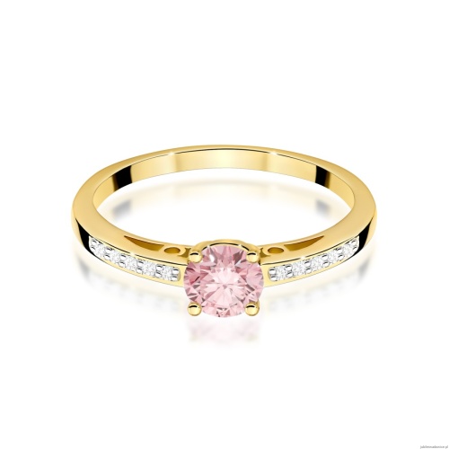 Pierścionek W0066 Diament Laboratoryjny różowy 0,50ct żółte złoto 375
