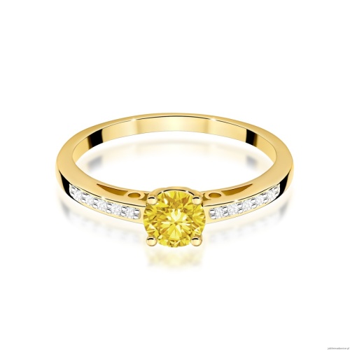 Pierścionek W0066 Diament Laboratoryjny żółty 0,50ct żółte złoto 375