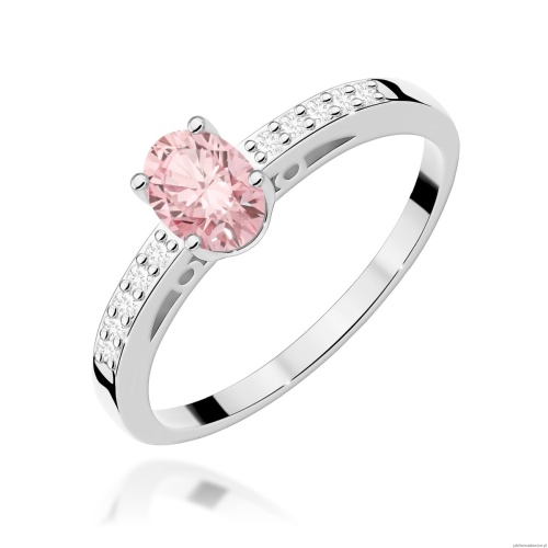 Pierścionek W0067 Diament Laboratoryjny różowy 0,50ct białe złoto 375