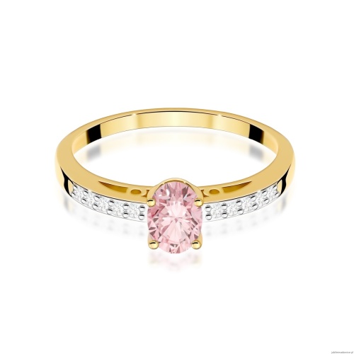 Pierścionek W0067 Diament Laboratoryjny różowy 0,50ct żółte złoto 375