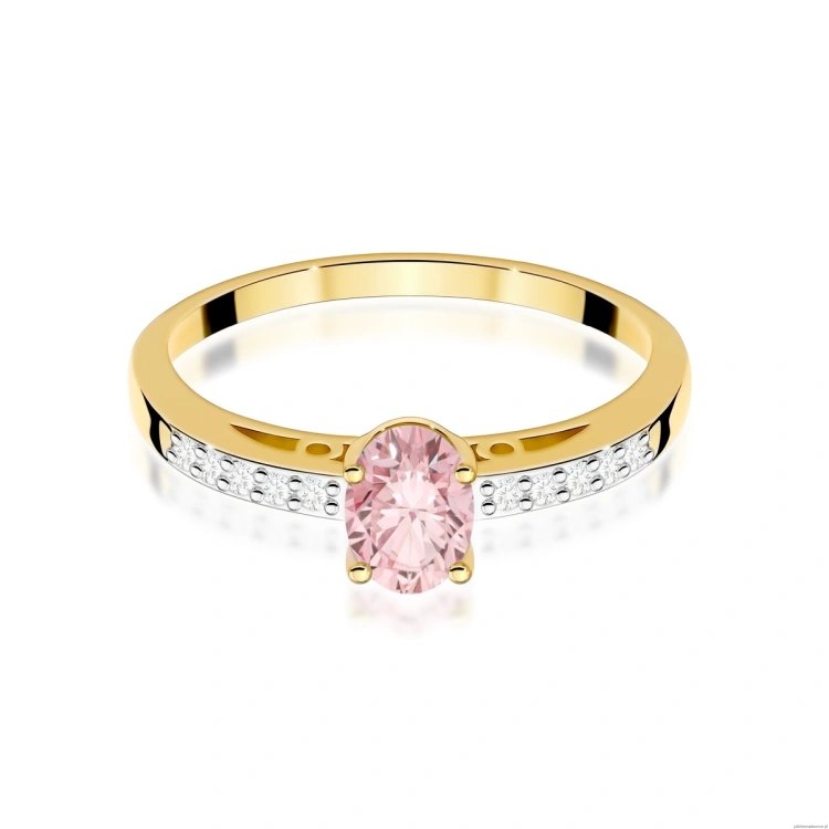 Pierścionek W0067 Diament Laboratoryjny różowy 0,50ct żółte złoto 375