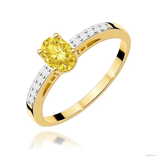 Pierścionek W0067 Diament Laboratoryjny żółty 0,50ct żółte złoto 375