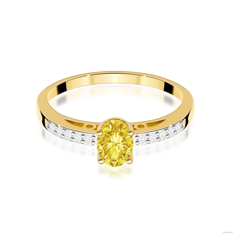 Pierścionek W0067 Diament Laboratoryjny żółty 0,50ct żółte złoto 375