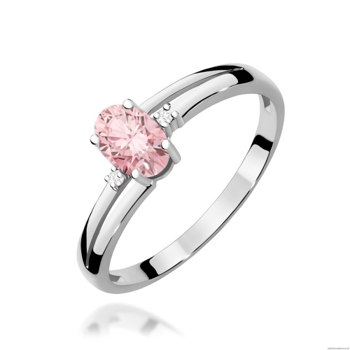 Pierścionek W0068 Diament Laboratoryjny różowy 0,50ct białe złoto 375