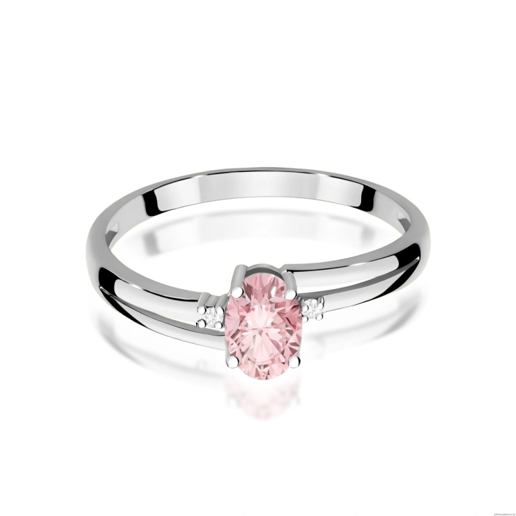 Pierścionek W0068 Diament Laboratoryjny różowy 0,50ct białe złoto 375