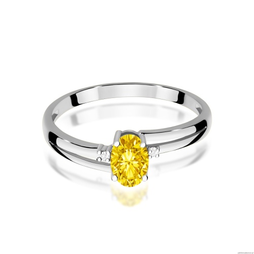 Pierścionek W0068 Diament Laboratoryjny żółty 0,50ct białe złoto 375