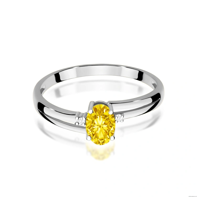 Pierścionek W0068 Diament Laboratoryjny żółty 0,50ct białe złoto 375