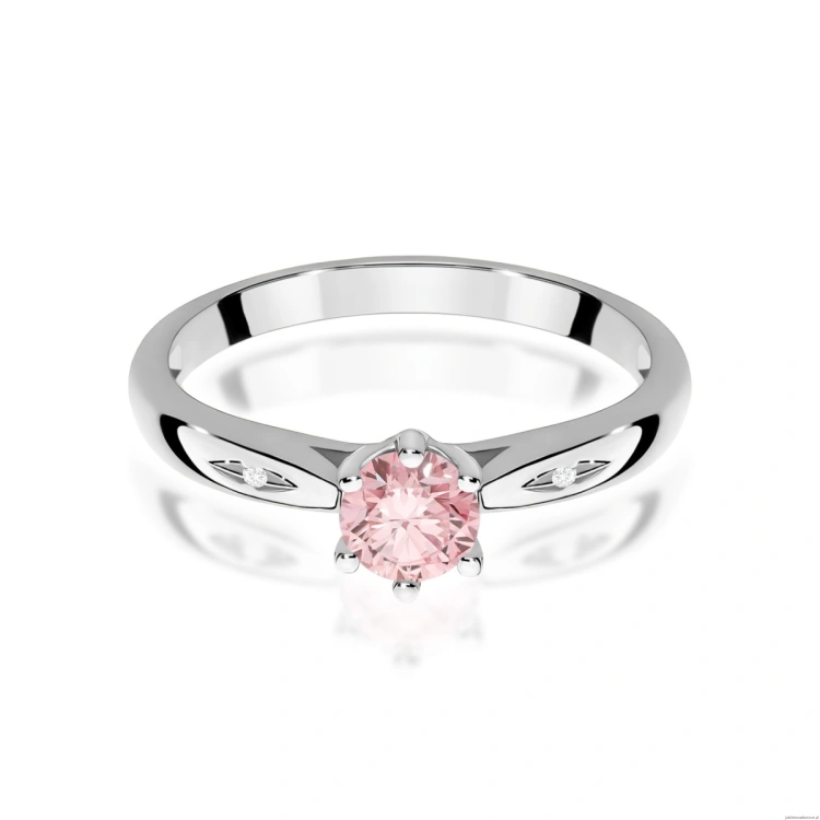 Pierścionek W0074 Diament Laboratoryjny różowy 0,50ct białe złoto 375