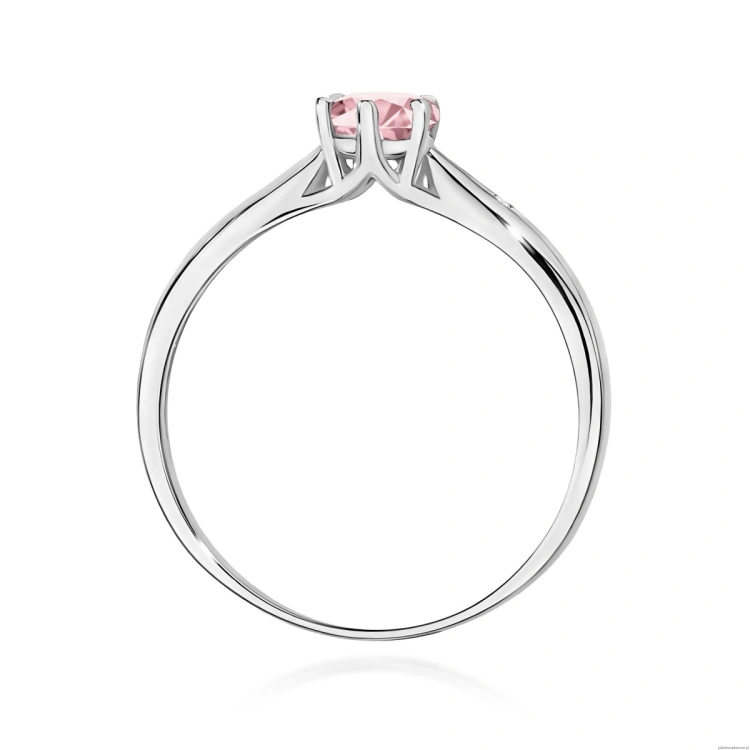 Pierścionek W0074 Diament Laboratoryjny różowy 0,50ct białe złoto 375