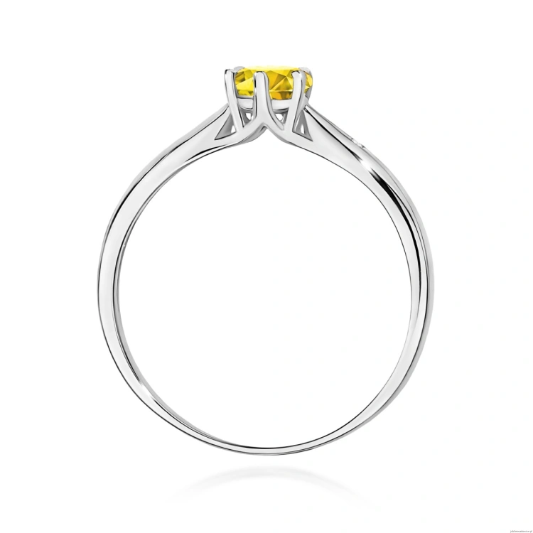 Pierścionek W0074 Diament Laboratoryjny żółty 0,50ct białe złoto 375