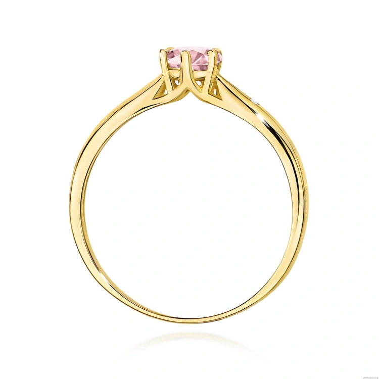 Pierścionek W0074 Diament Laboratoryjny różowy 0,50ct żółte złoto 375