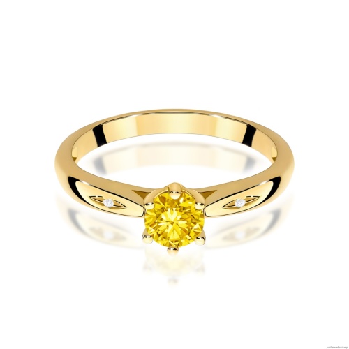 Pierścionek W0074 Diament Laboratoryjny żółty 0,50ct żółte złoto 375