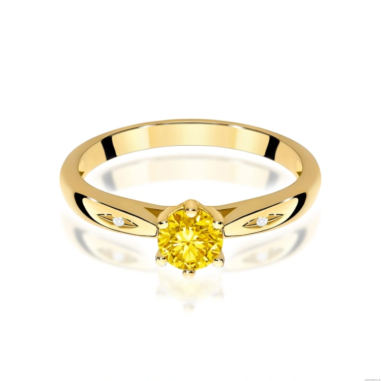 Pierścionek W0074 Diament Laboratoryjny żółty 0,50ct żółte złoto 375