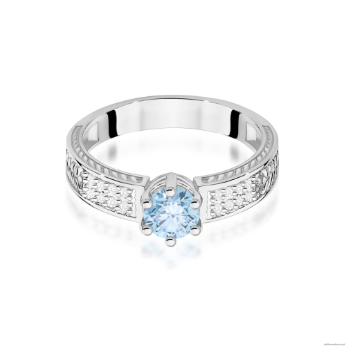 Pierścionek W0075 Diament Laboratoryjny niebieski 0,50ct białe złoto 375