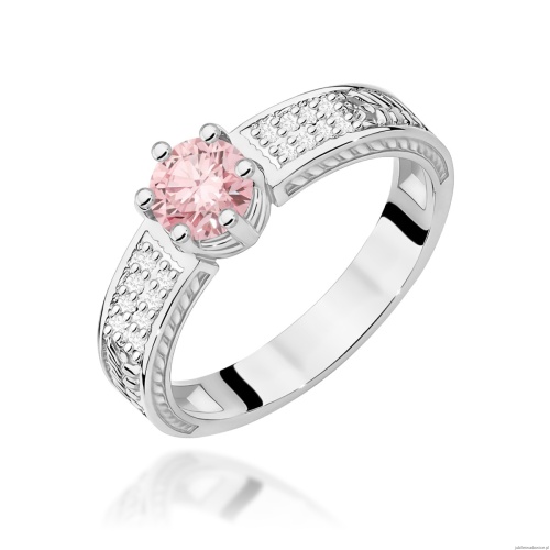 Pierścionek W0075 Diament Laboratoryjny różowy 0,50ct białe złoto 375