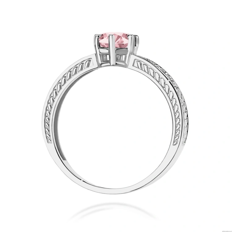 Pierścionek W0075 Diament Laboratoryjny różowy 0,50ct białe złoto 375