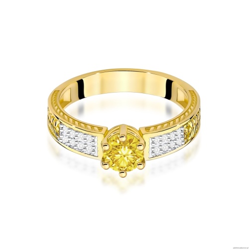 Pierścionek W0075 Diament Laboratoryjny żółty 0,50ct żółte złoto 375