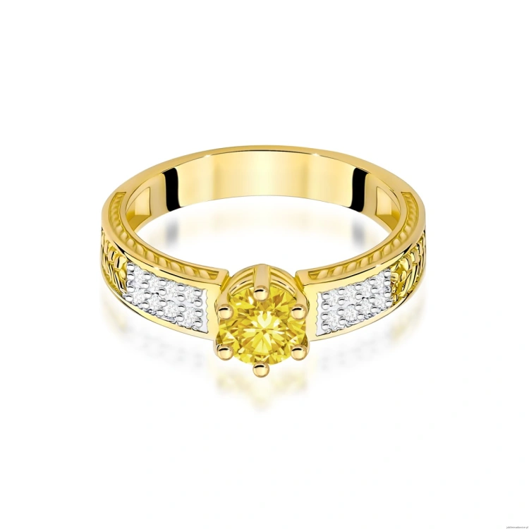 Pierścionek W0075 Diament Laboratoryjny żółty 0,50ct żółte złoto 375