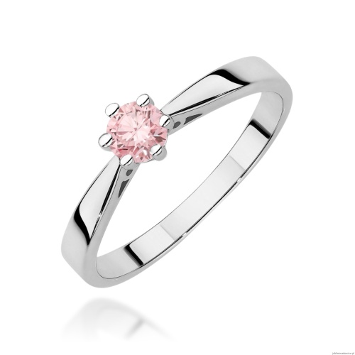Pierścionek W0229 Diament Laboratoryjny różowy 0.30ct białe złoto 375