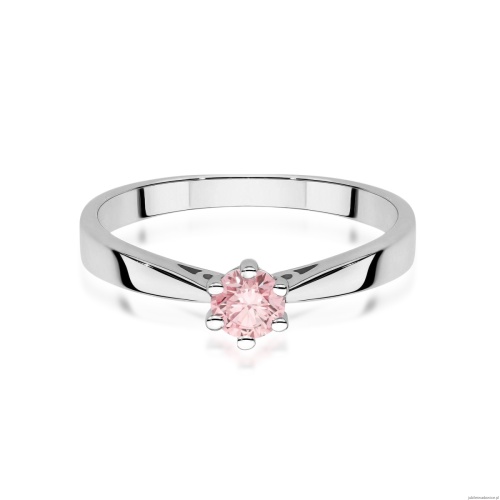 Pierścionek W0229 Diament Laboratoryjny różowy 0.30ct białe złoto 375
