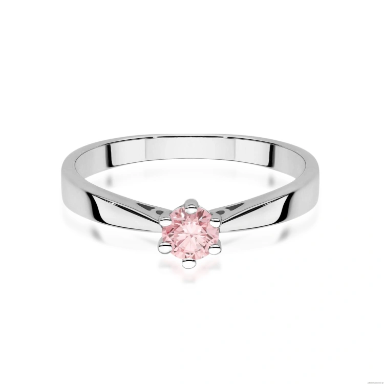 Pierścionek W0229 Diament Laboratoryjny różowy 0.30ct białe złoto 375