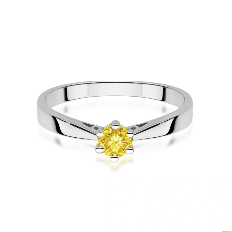 Pierścionek W0229 Diament Laboratoryjny żółty 0.30ct białe złoto 375