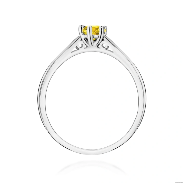 Pierścionek W0229 Diament Laboratoryjny żółty 0.30ct białe złoto 375
