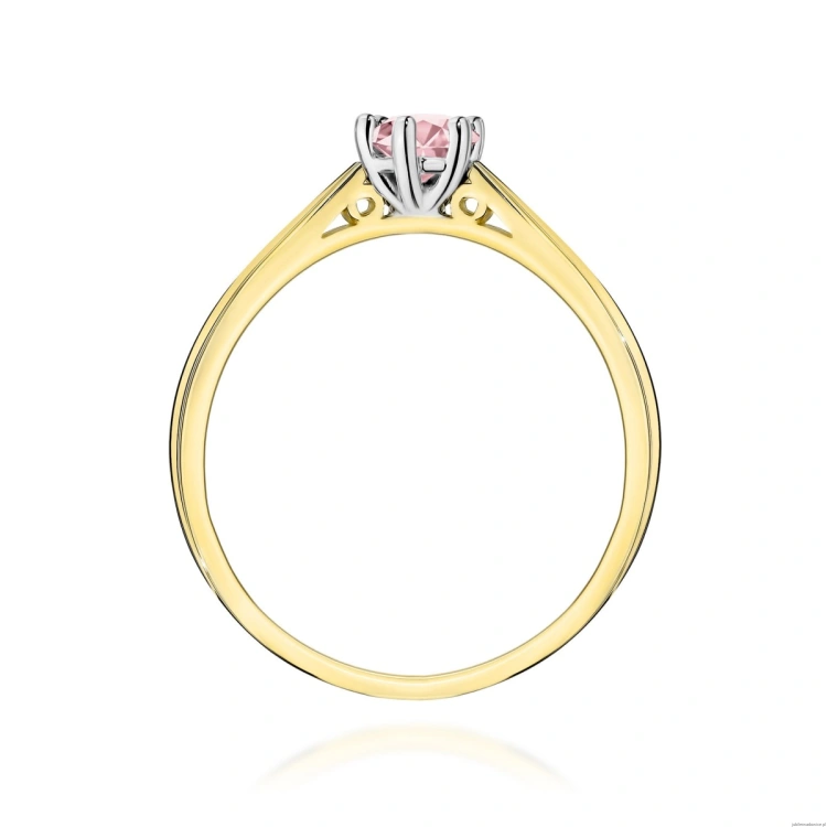 Pierścionek W0229 Diament Laboratoryjny różowy 0.30ct żółte złoto 375