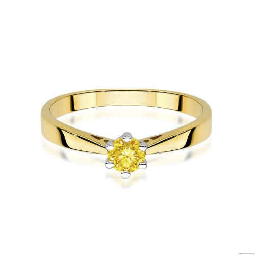 Pierścionek W0229 Diament Laboratoryjny żółty 0.30ct żółte złoto 375