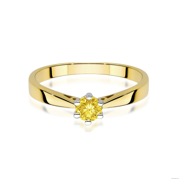 Pierścionek W0229 Diament Laboratoryjny żółty 0.30ct żółte złoto 375