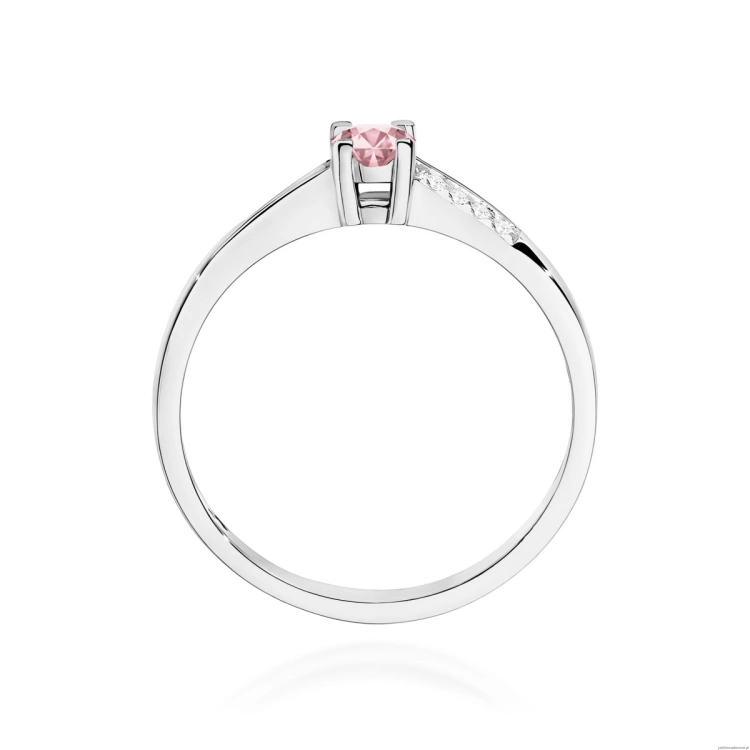 Pierścionek W0258 Diament Laboratoryjny różowy 0,15ct białe złoto 375