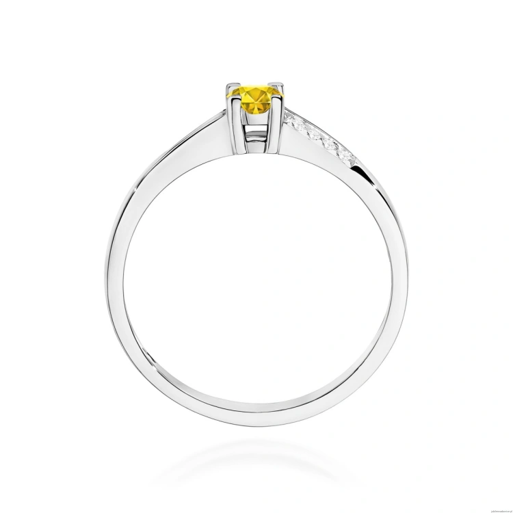 Pierścionek W0258 Diament Laboratoryjny żółty 0,15ct białe złoto 375