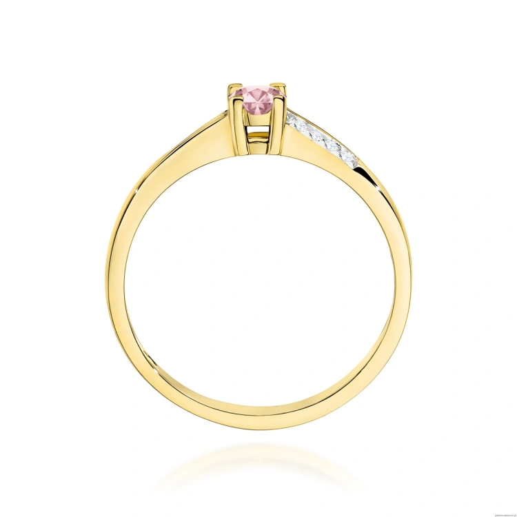 Pierścionek W0258 Diament Laboratoryjny różowy 0,15ct żółte złoto 375