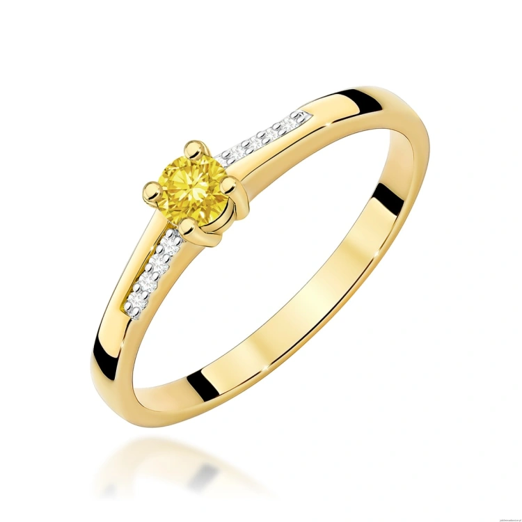 Pierścionek W0258 Diament Laboratoryjny żółty 0,15ct żółte złoto 375