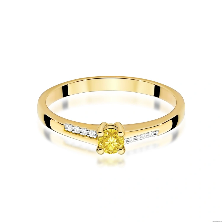 Pierścionek W0258 Diament Laboratoryjny żółty 0,15ct żółte złoto 375