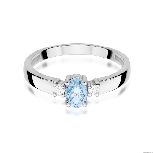 Pierścionek W0264 Diament Laboratoryjny niebieski 0,50ct białe złoto 375