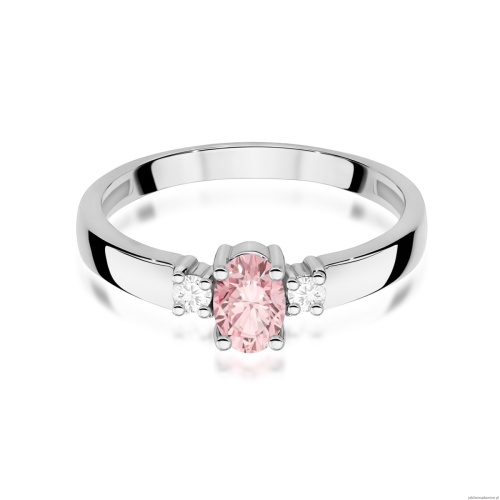 Pierścionek W0264 Diament Labolatoryjny różowy 0,50ct białe złoto 375