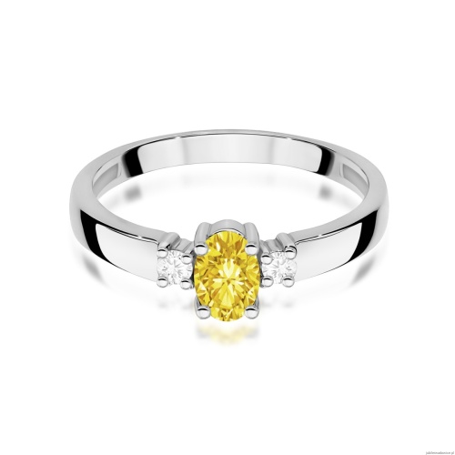 Pierścionek W0264 Diament Laboratoryjny żółty 0,50ct białe złoto 375