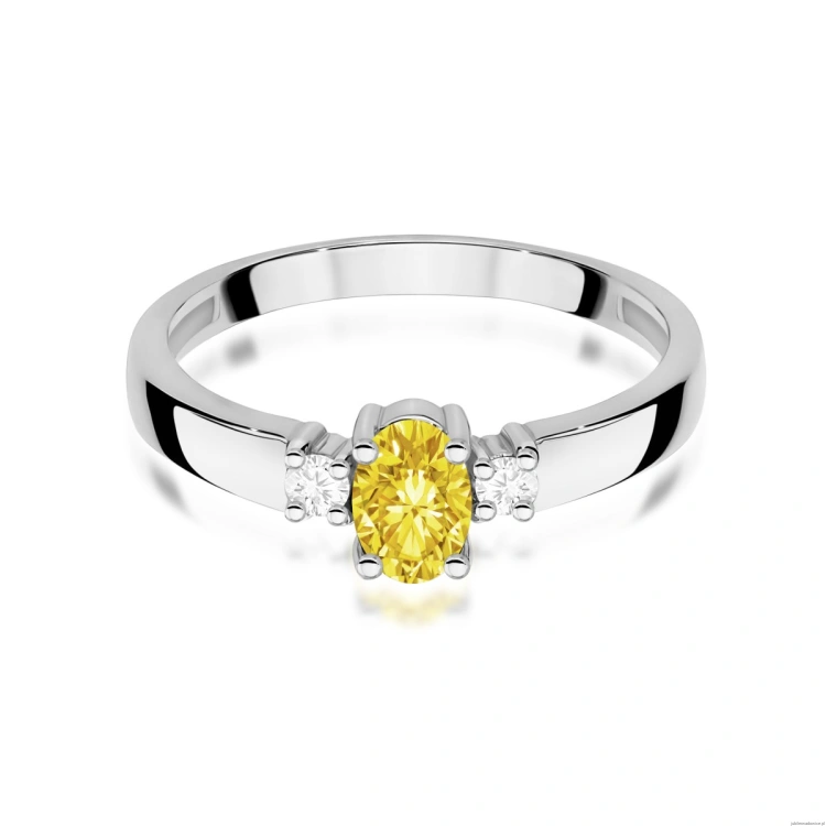 Pierścionek W0264 Diament Laboratoryjny żółty 0,50ct białe złoto 375