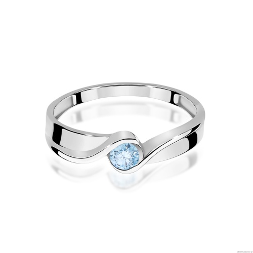 Pierścionek Diament Laboratoryjny niebieski 0,15ct białe złoto 375