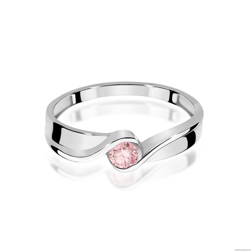 Pierścionek Diament Laboratoryjny różowy 0,15ct białe złoto 375