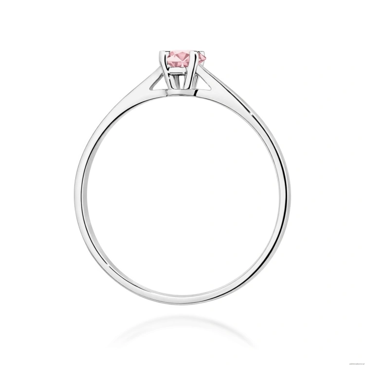 Pierścionek W0335 Diament Laboratoryjny różowy 0,15ct białe złoto 375