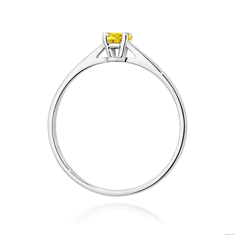Pierścionek W0335 Diament Laboratoryjny żółty 0,15ct białe złoto 375