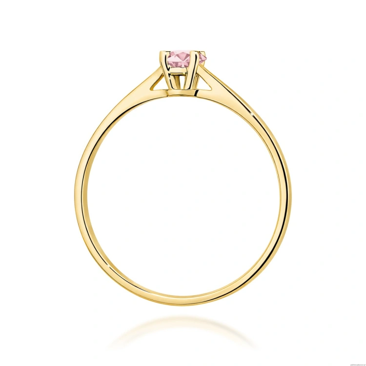 Pierścionek W0335 Diament Laboratoryjny różowy 0,15ct żółte złoto 375