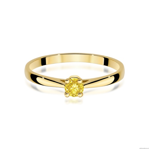 Pierścionek W0335 Diament Laboratoryjny żółty 0,15ct żółte złoto 375
