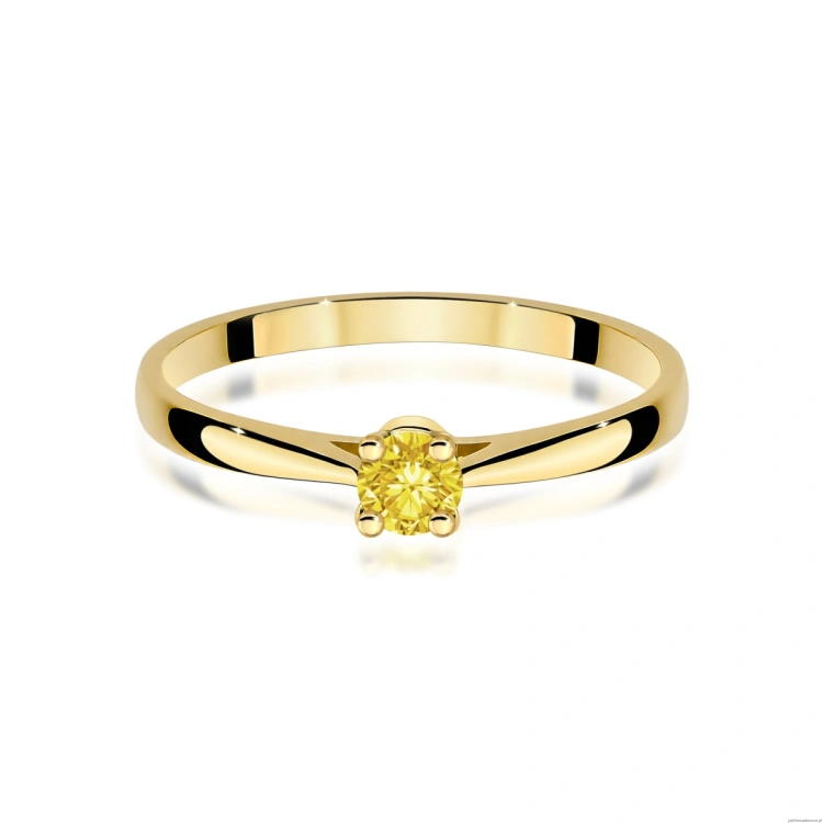 Pierścionek W0335 Diament Laboratoryjny żółty 0,15ct żółte złoto 375