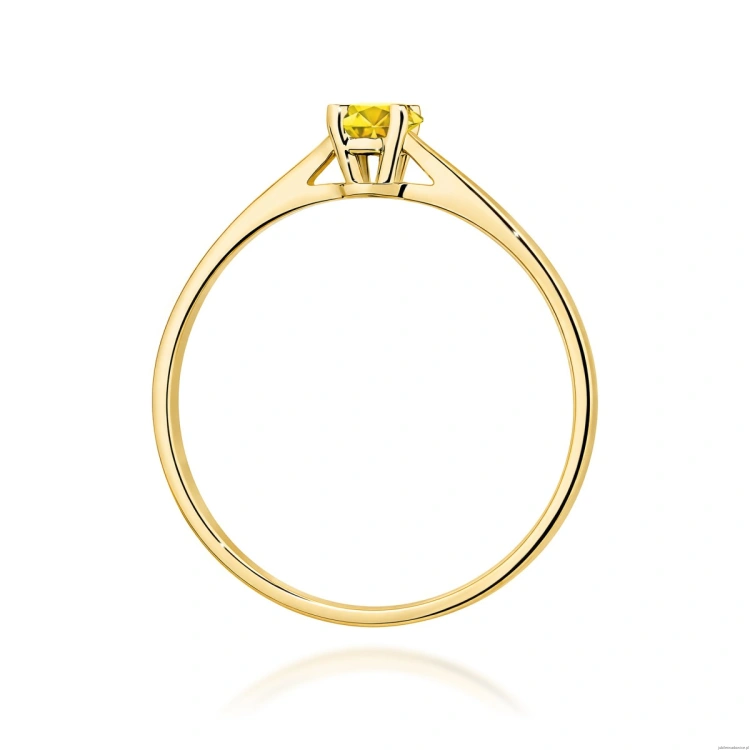 Pierścionek W0335 Diament Laboratoryjny żółty 0,15ct żółte złoto 375